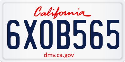 CA license plate 6XOB565