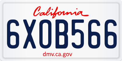 CA license plate 6XOB566