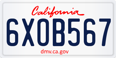 CA license plate 6XOB567