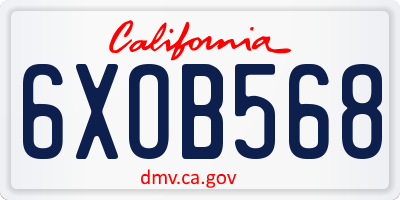 CA license plate 6XOB568