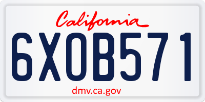 CA license plate 6XOB571