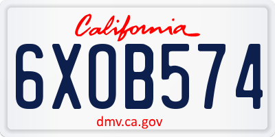 CA license plate 6XOB574