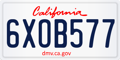 CA license plate 6XOB577