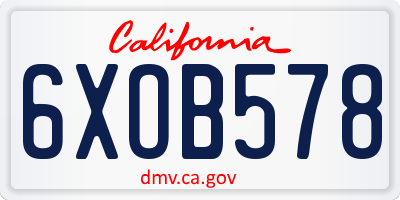 CA license plate 6XOB578