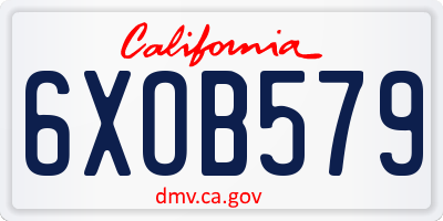 CA license plate 6XOB579