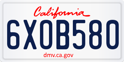 CA license plate 6XOB580