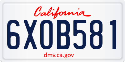 CA license plate 6XOB581