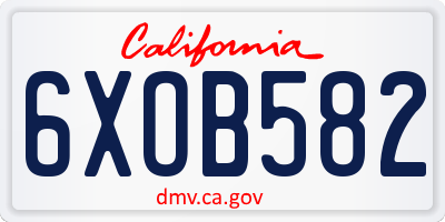 CA license plate 6XOB582