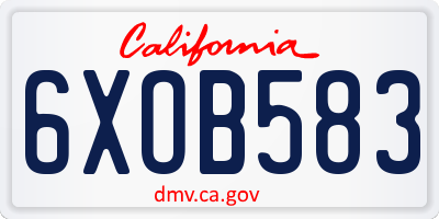 CA license plate 6XOB583