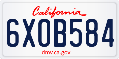CA license plate 6XOB584