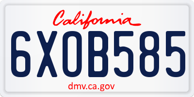 CA license plate 6XOB585