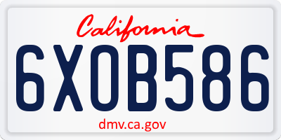 CA license plate 6XOB586