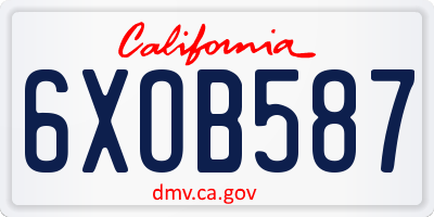 CA license plate 6XOB587