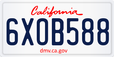 CA license plate 6XOB588