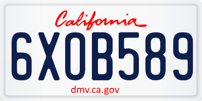 CA license plate 6XOB589