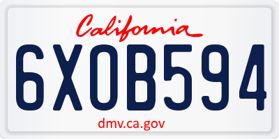 CA license plate 6XOB594