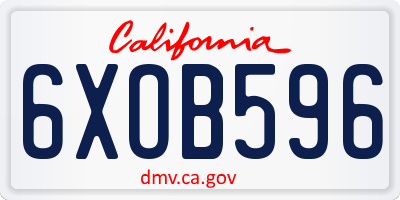 CA license plate 6XOB596