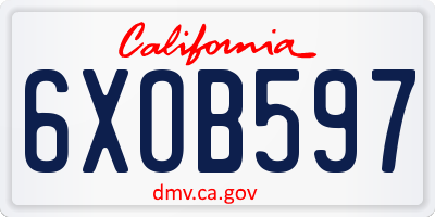 CA license plate 6XOB597