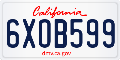 CA license plate 6XOB599