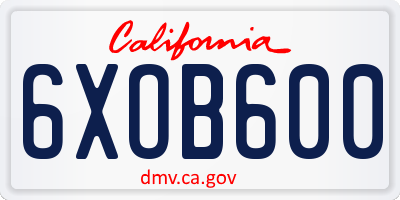 CA license plate 6XOB600