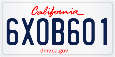 CA license plate 6XOB601