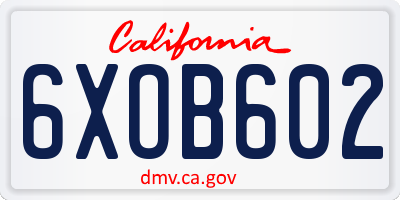 CA license plate 6XOB602