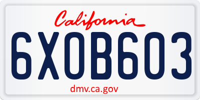 CA license plate 6XOB603