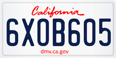 CA license plate 6XOB605