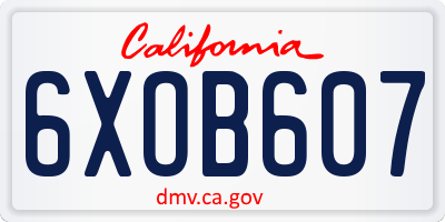 CA license plate 6XOB607
