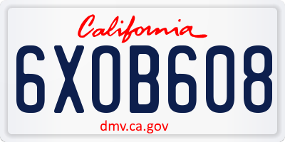 CA license plate 6XOB608