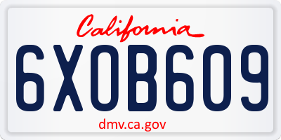 CA license plate 6XOB609