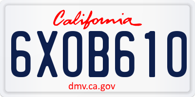 CA license plate 6XOB610