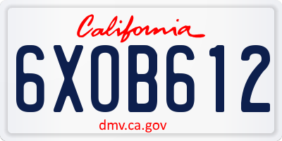 CA license plate 6XOB612