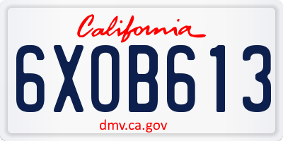CA license plate 6XOB613