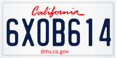 CA license plate 6XOB614