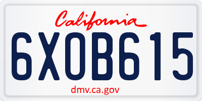 CA license plate 6XOB615