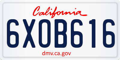 CA license plate 6XOB616