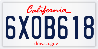 CA license plate 6XOB618