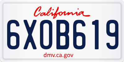 CA license plate 6XOB619