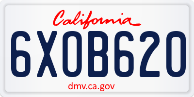 CA license plate 6XOB620