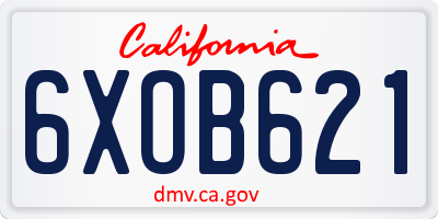 CA license plate 6XOB621