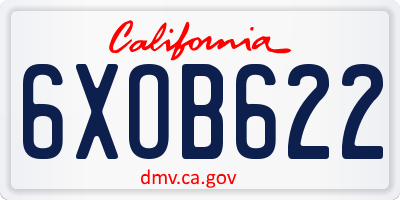 CA license plate 6XOB622
