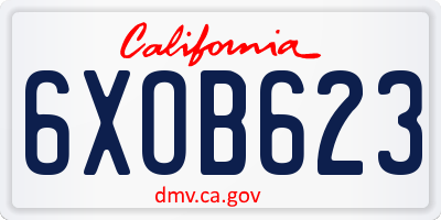 CA license plate 6XOB623