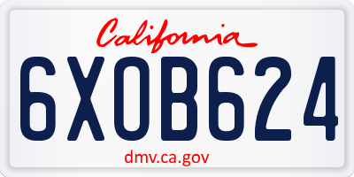 CA license plate 6XOB624
