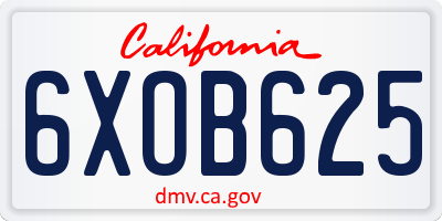 CA license plate 6XOB625