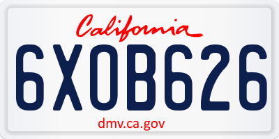CA license plate 6XOB626