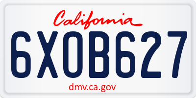 CA license plate 6XOB627