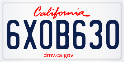 CA license plate 6XOB630