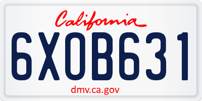 CA license plate 6XOB631