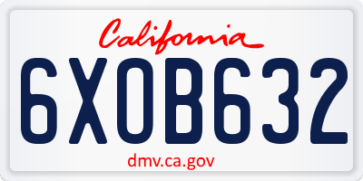 CA license plate 6XOB632